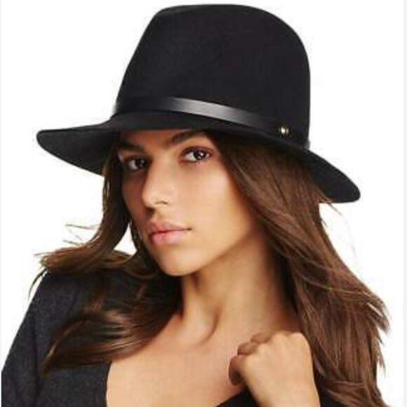 Rag & Bone Floppy Leather Brim Fedora Burgundy and Black Hat Size S - Picture 10 of 10